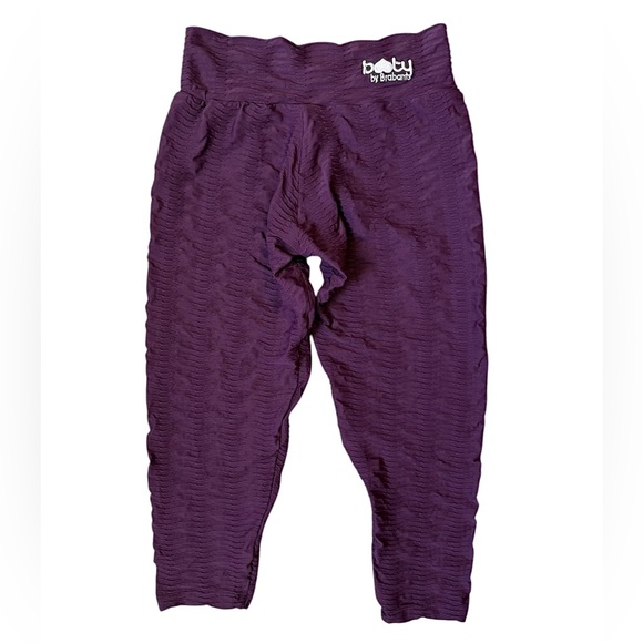 Booty by Brabants Pants - Booty by Brabants Purple Textured HR Elastic Waist Crop Tights One Size